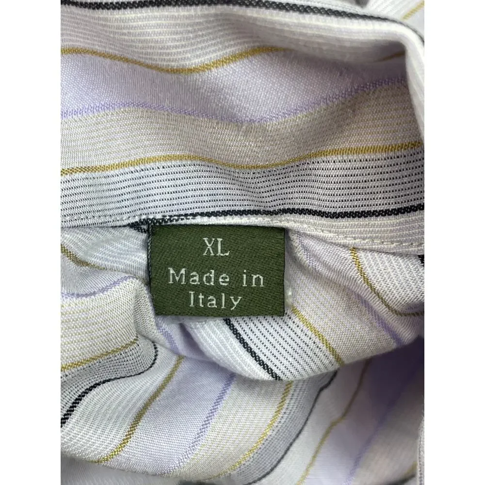 Ermenegildo Zegna Shirt Mens XL Striped Cotton‎ Blend Button Up Made Italy
